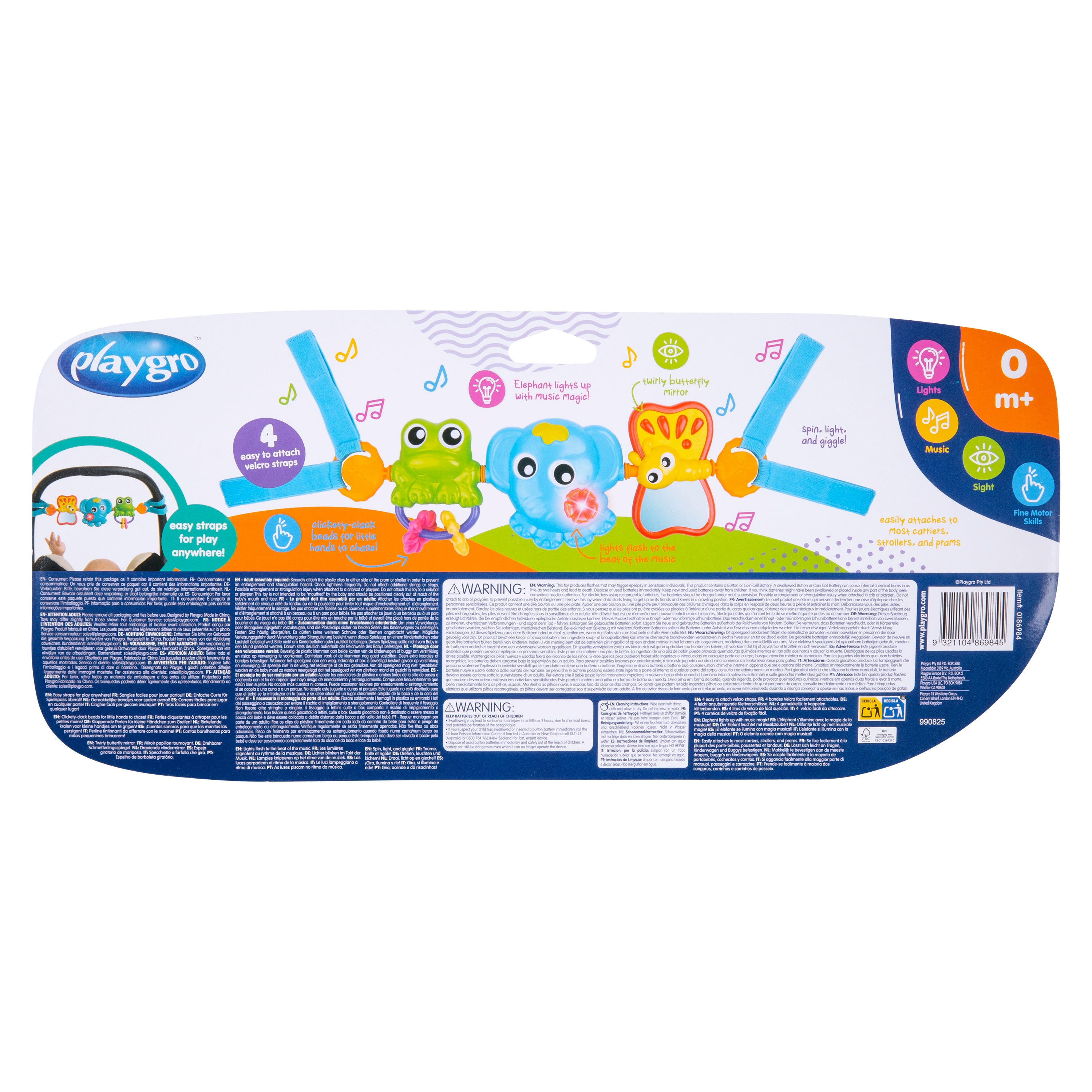 Playgro Travel Trio Musical Pram Tie