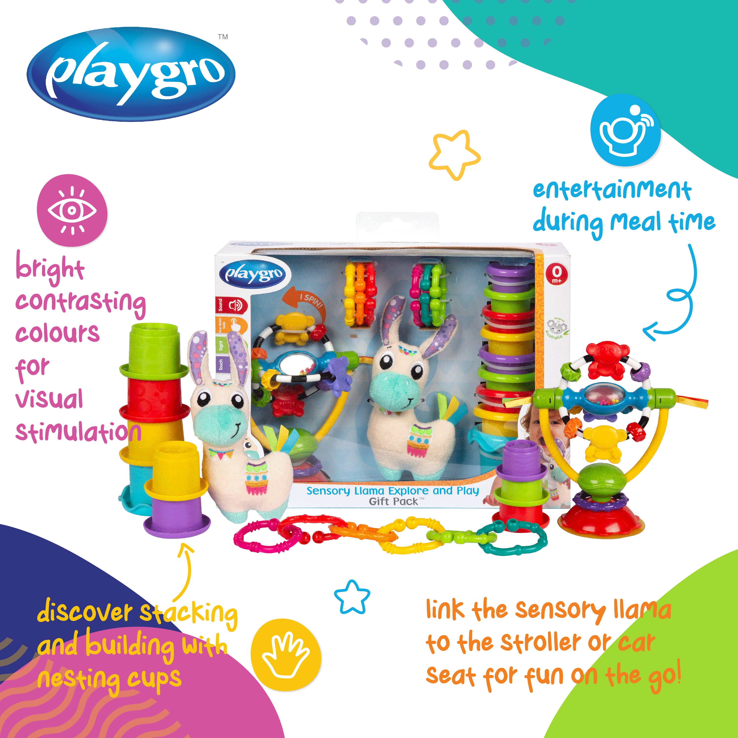Playgro Sensory Llama Explore and Play Gift Pack