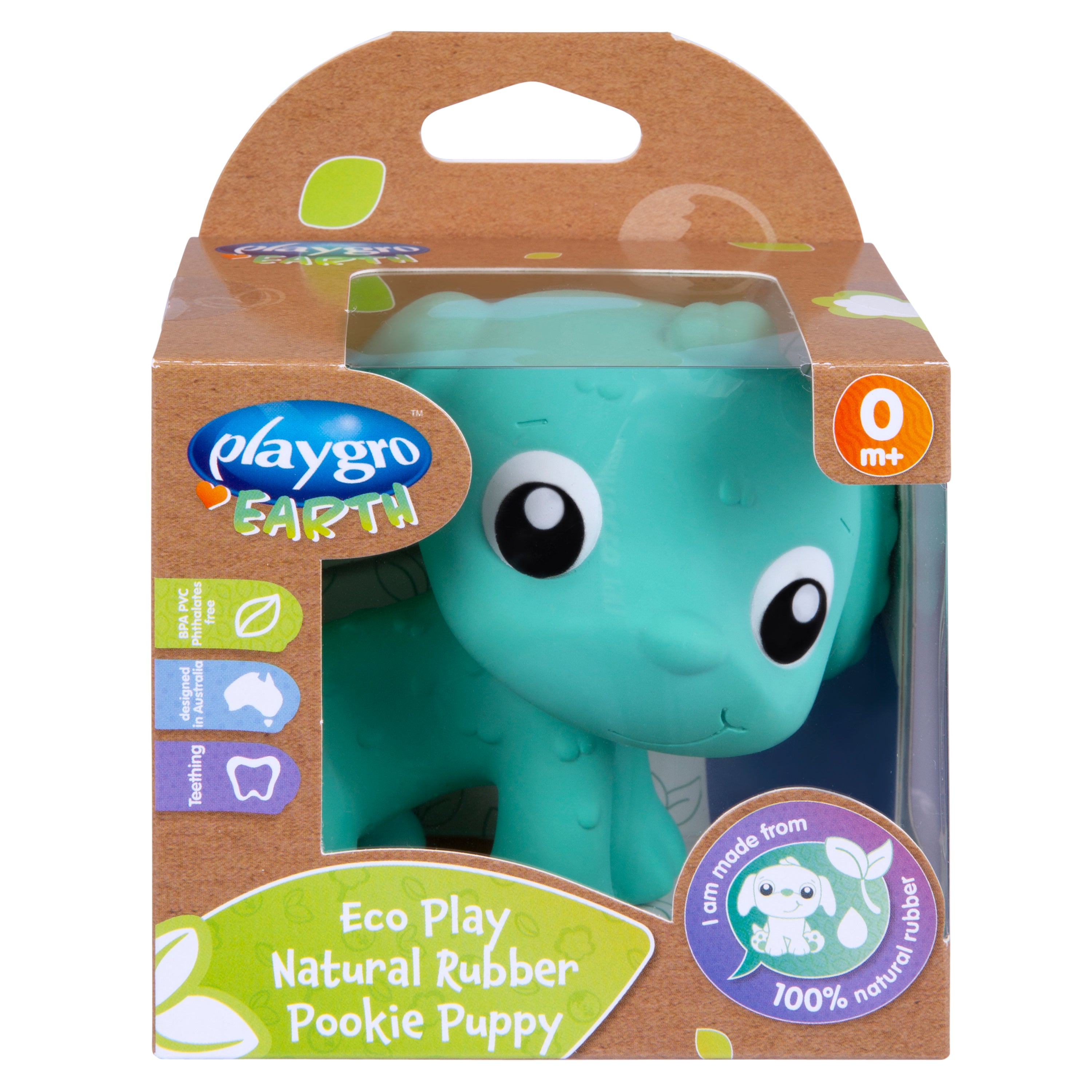 Playgro Eco Play Natural Rubber Dog - Turquoise