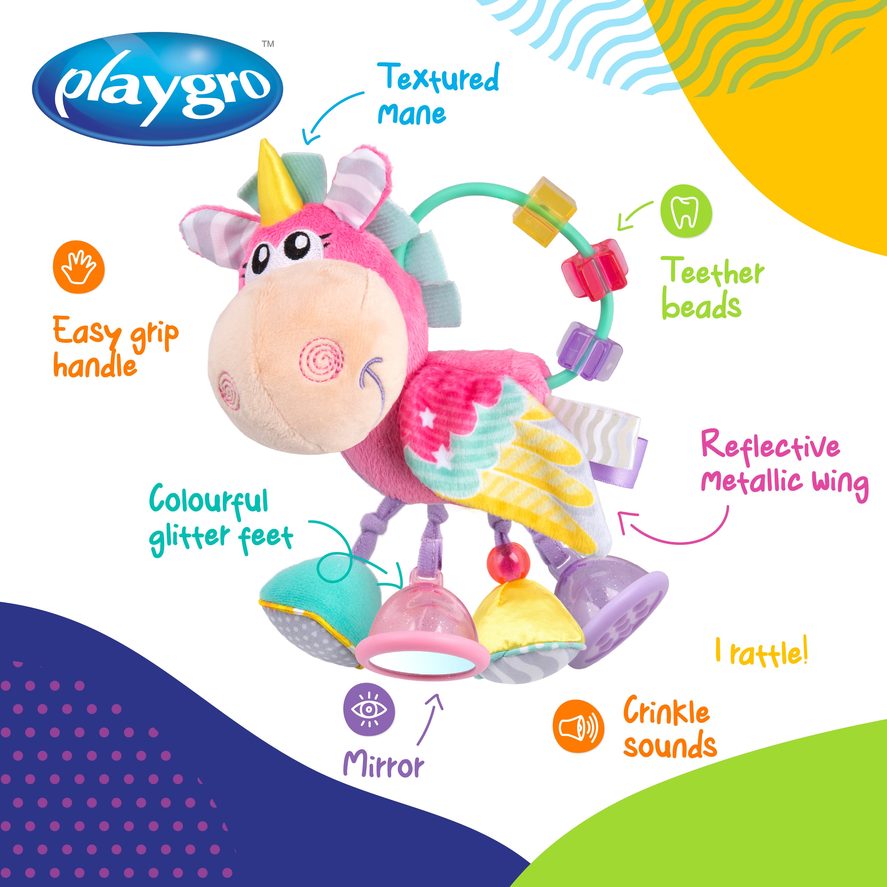 Playgro Unicorn Activity Rattle