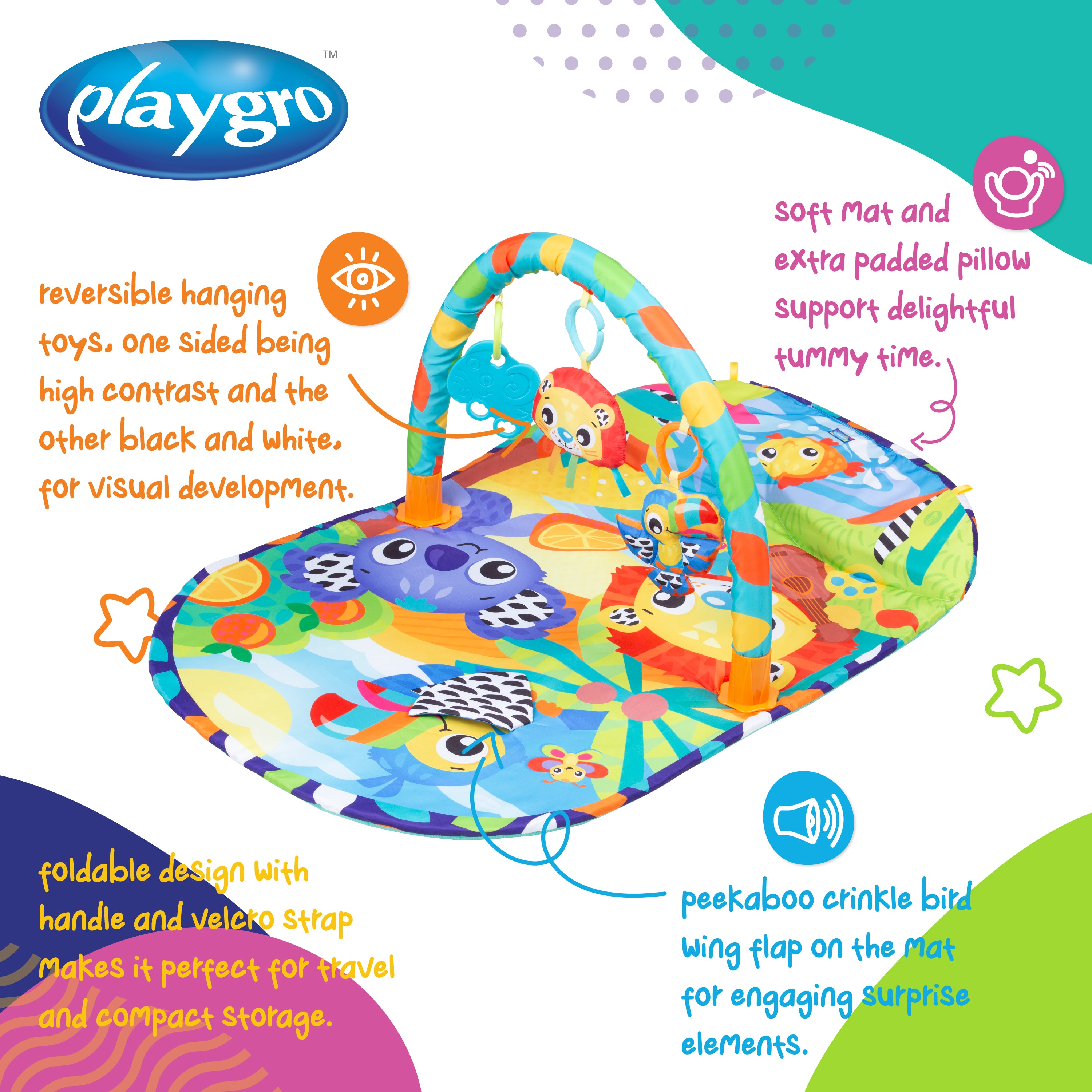 Playgro Cozy Oasis Tummy Time Gym