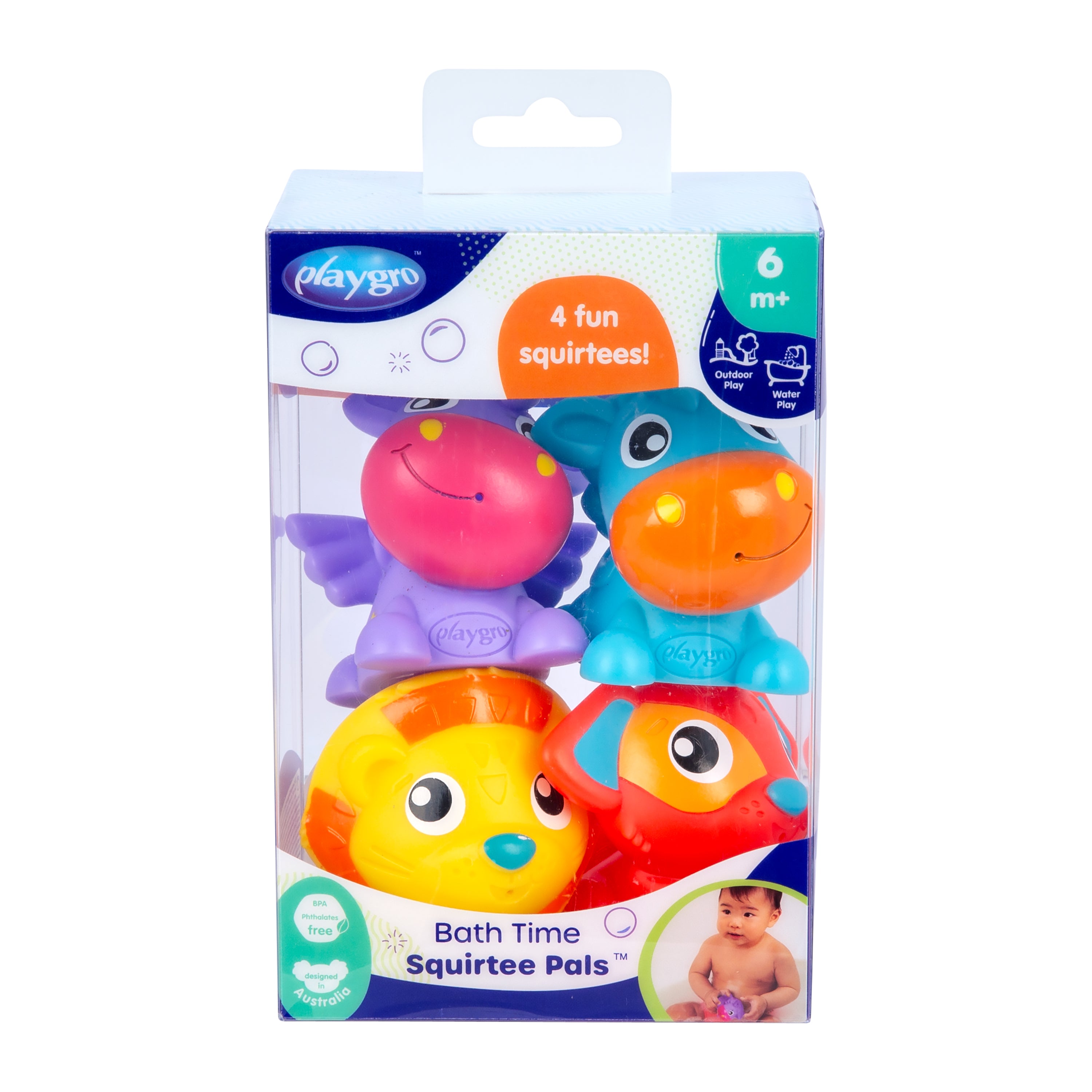 Playgro Bath Time Squirtee Pals (4 Pack)