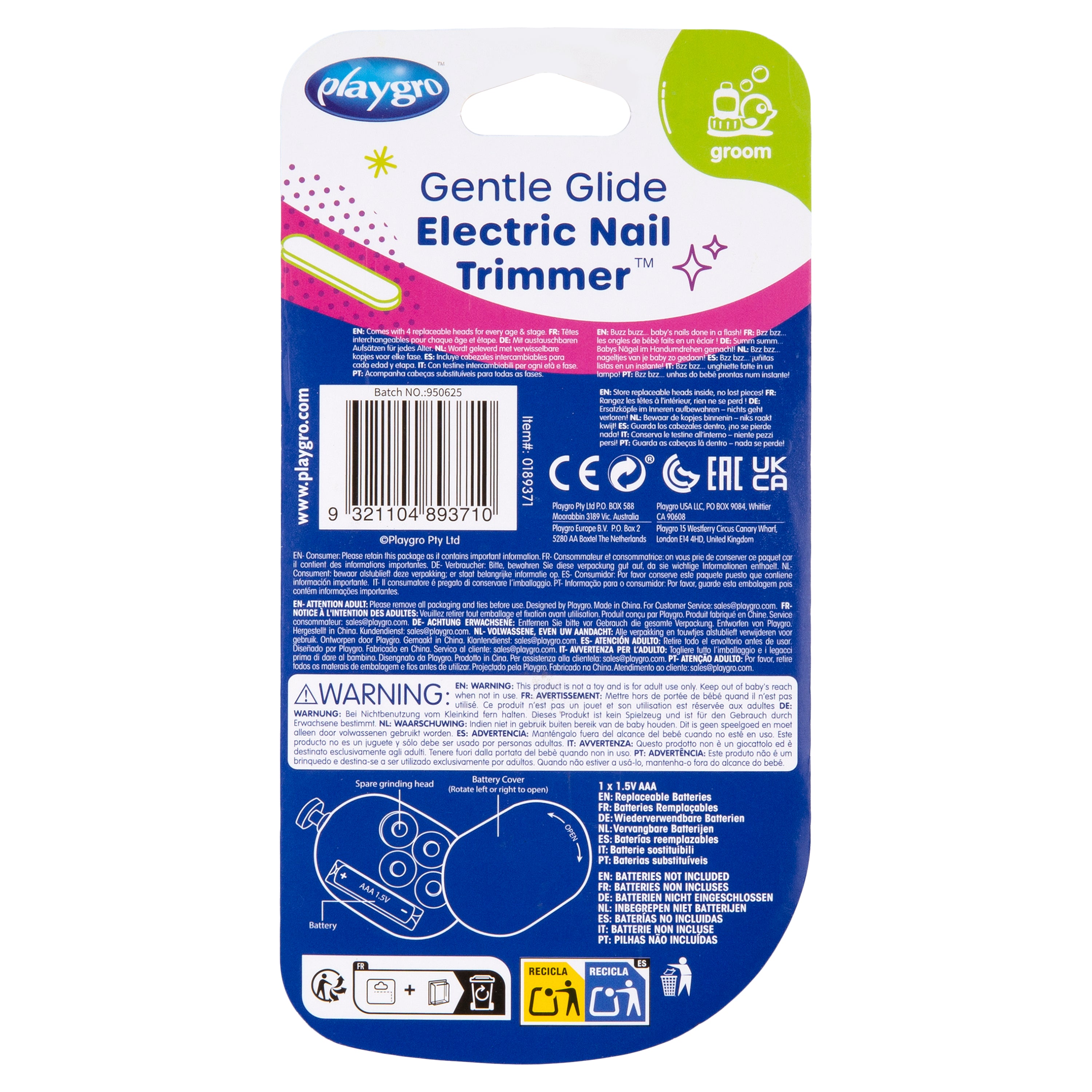 Playgro Gentle Glide Electric Nail Trimmer - 2 Assort