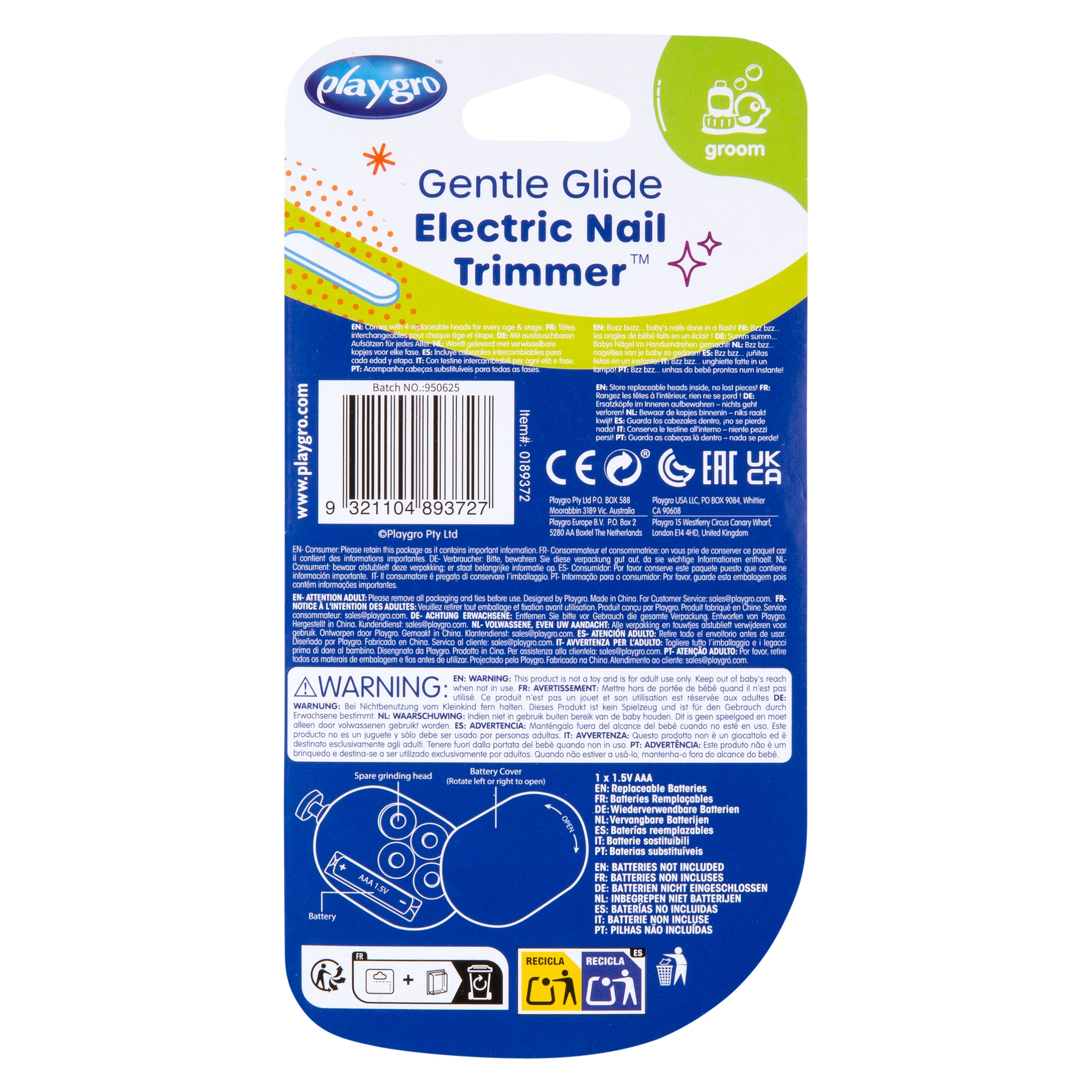 Playgro Gentle Glide Electric Nail Trimmer - 2 Assort