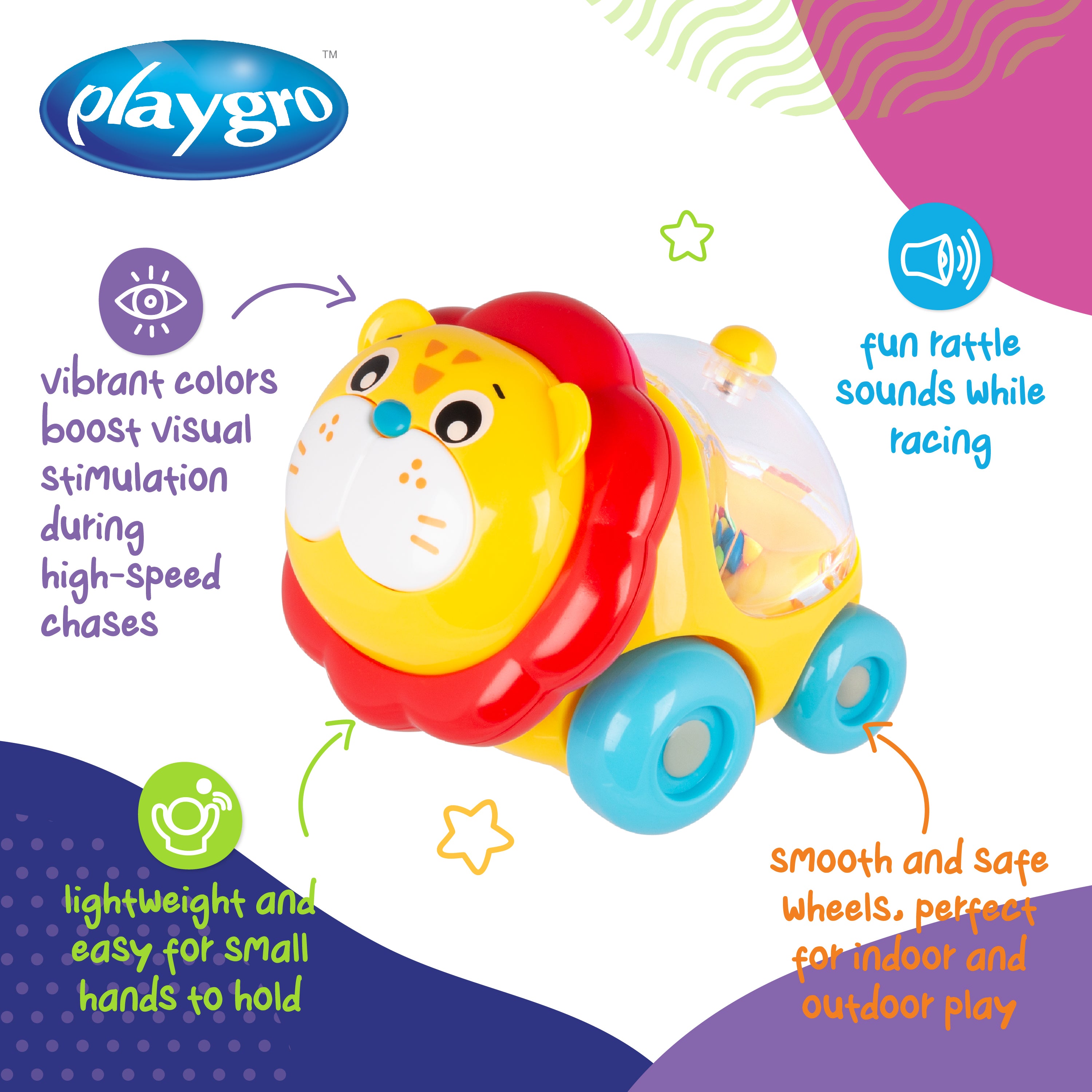 Playgro Rattle Racer Roary Lion