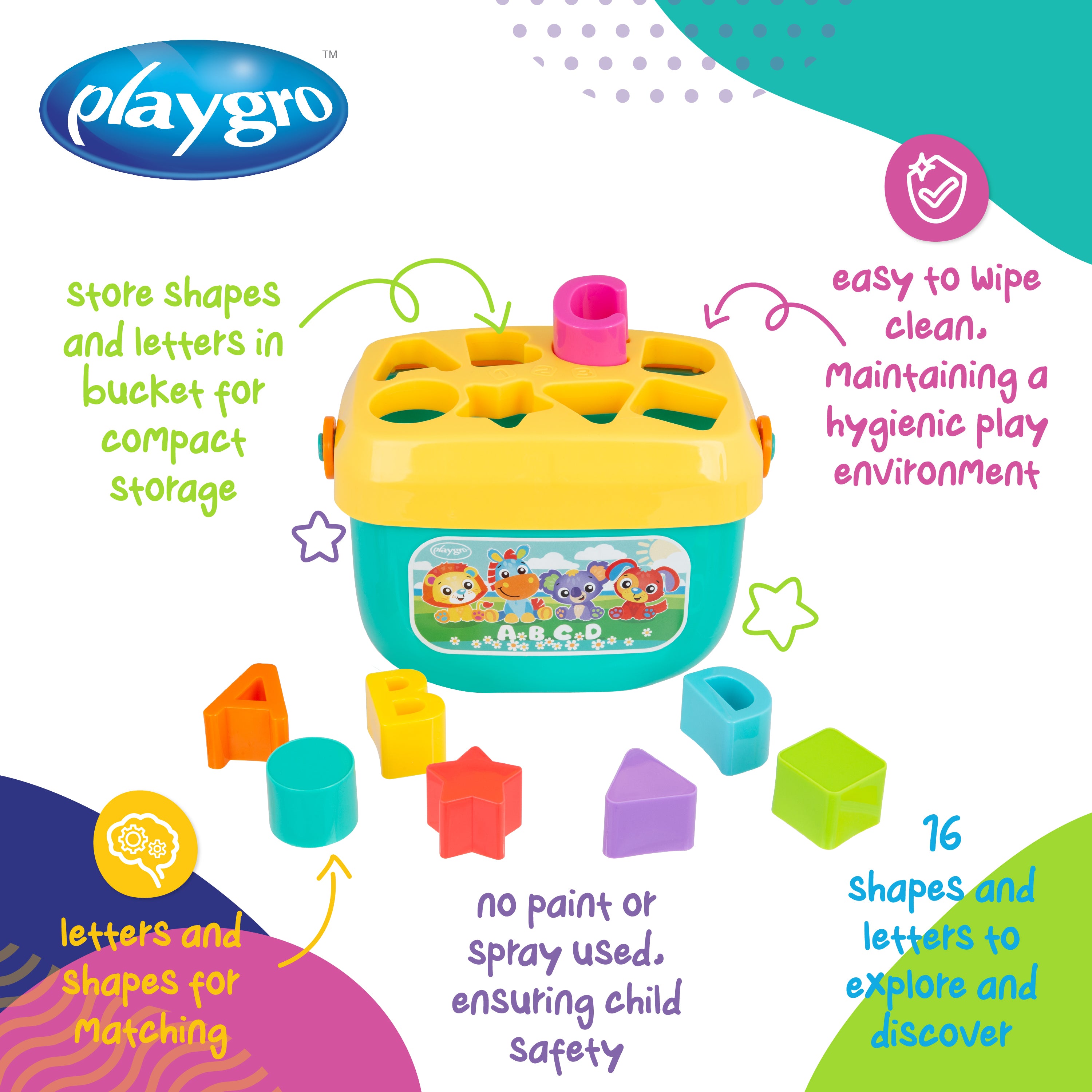 Playgro Animal Alphabet Sorting Bucket