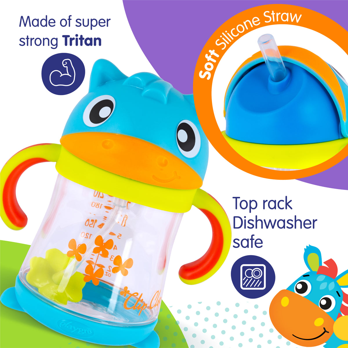 Clip Clop Weighted Straw Sippy Cup 6m+