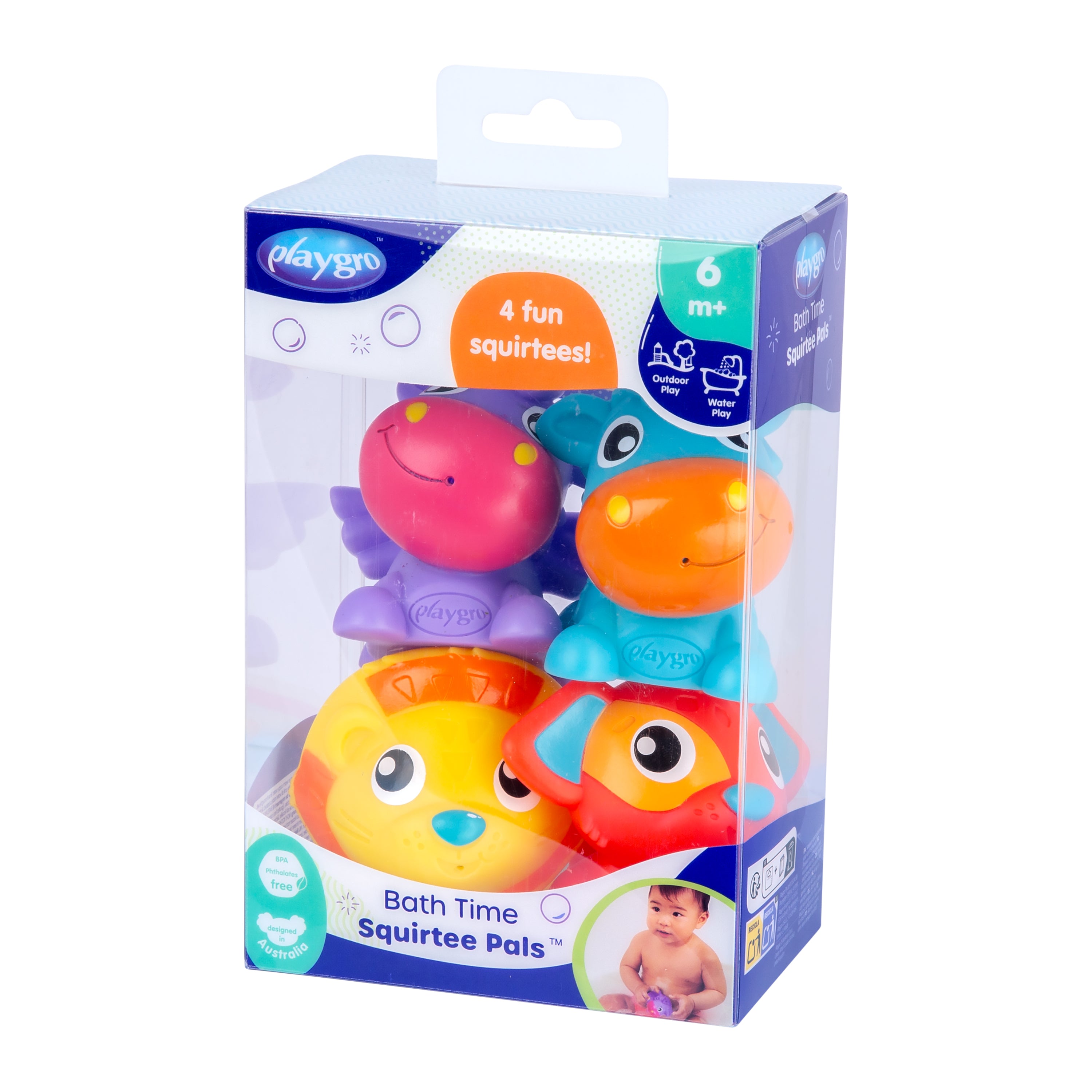 Playgro Bath Time Squirtee Pals (4 Pack)