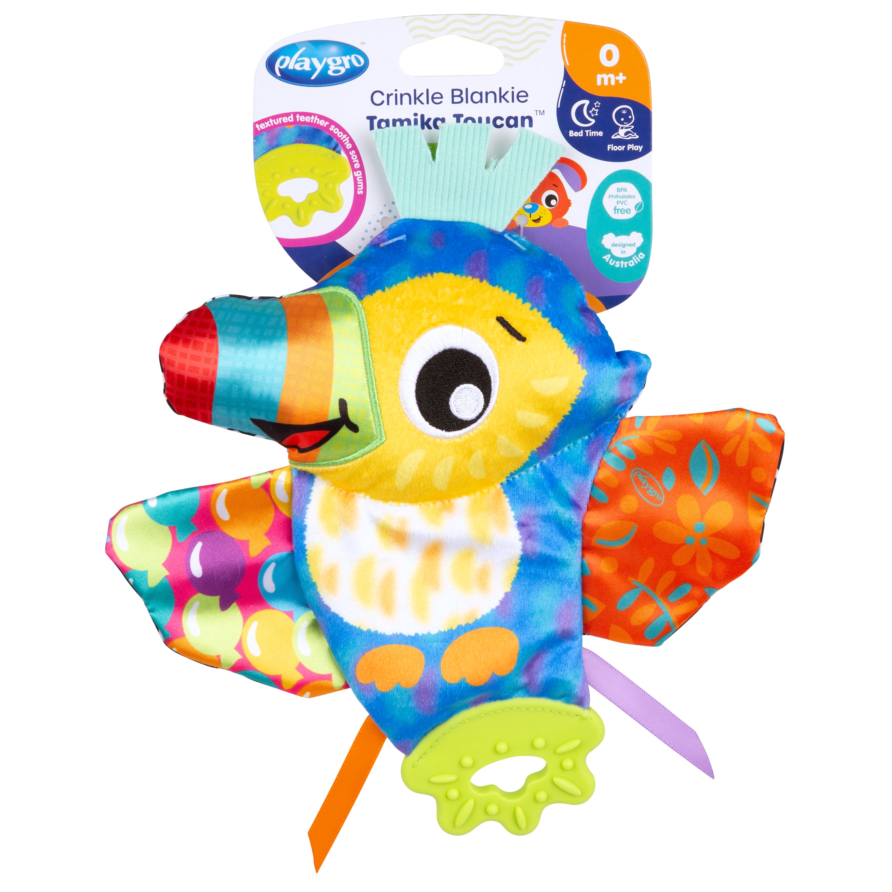 Playgro Crinkle Blankie Tamika Toucan