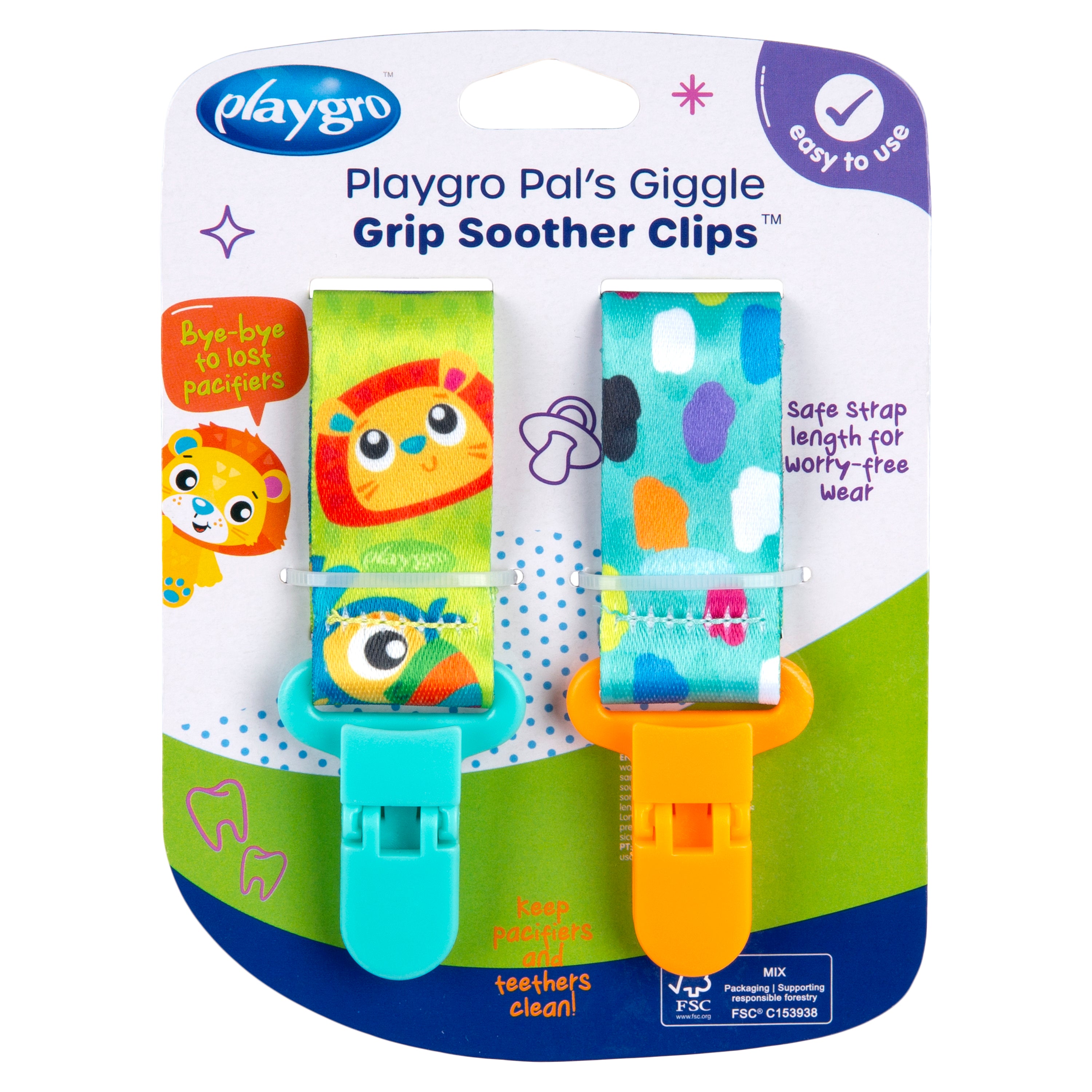 Playgro Pal's Giggle Grip Soother Clips